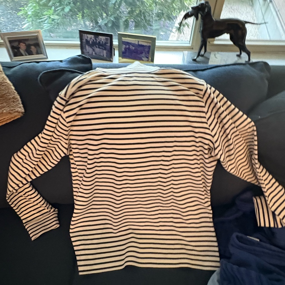 L.L. Bean Navy and Cream Striped Shirt